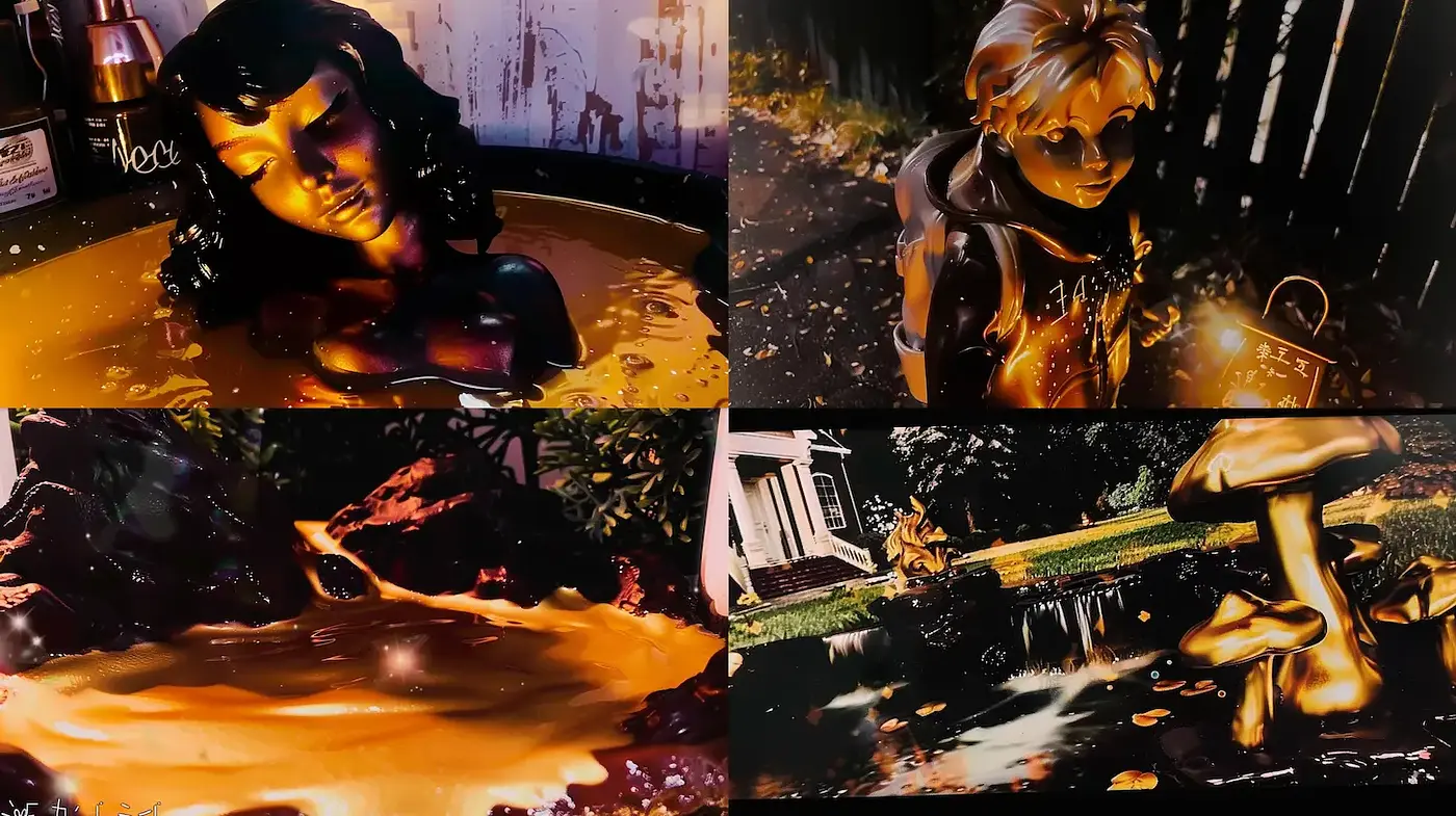 Surrealist Imagery with a Burnished Gold Aesthetic - Midjourney sref style
