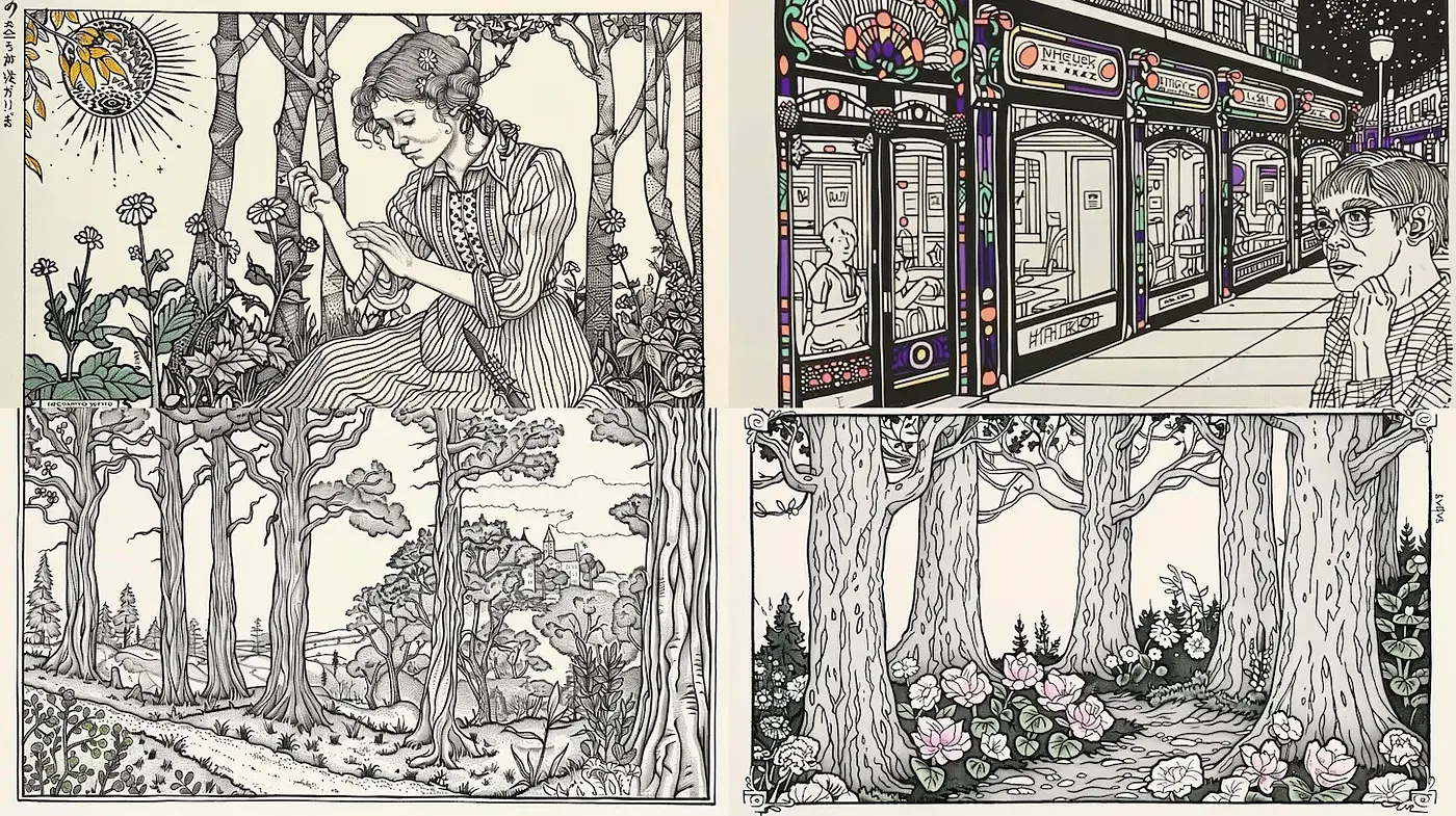 Intricate Illustrations with a Touch of Art Nouveau - Midjourney sref style