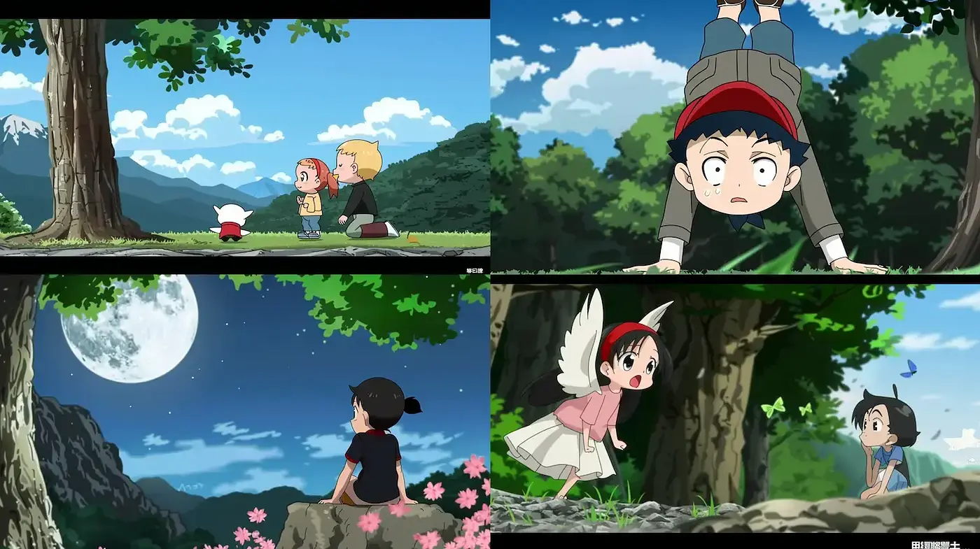 Consistent Animated Pastoral Visions in Lush Green Tones - Midjourney sref style