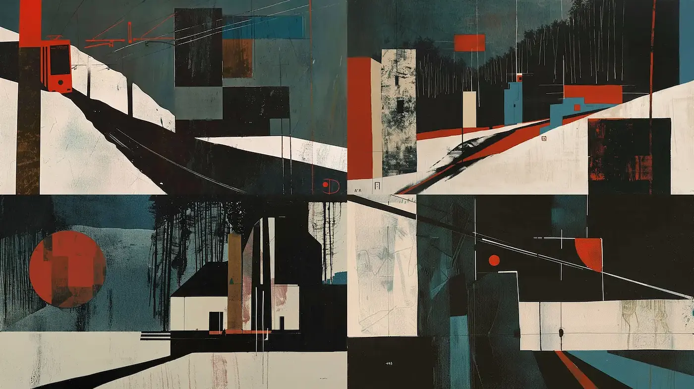 A Harmonious Blend of Modernist Geometry and Earthy Tones in Abstract Expressionism - Midjourney sref style