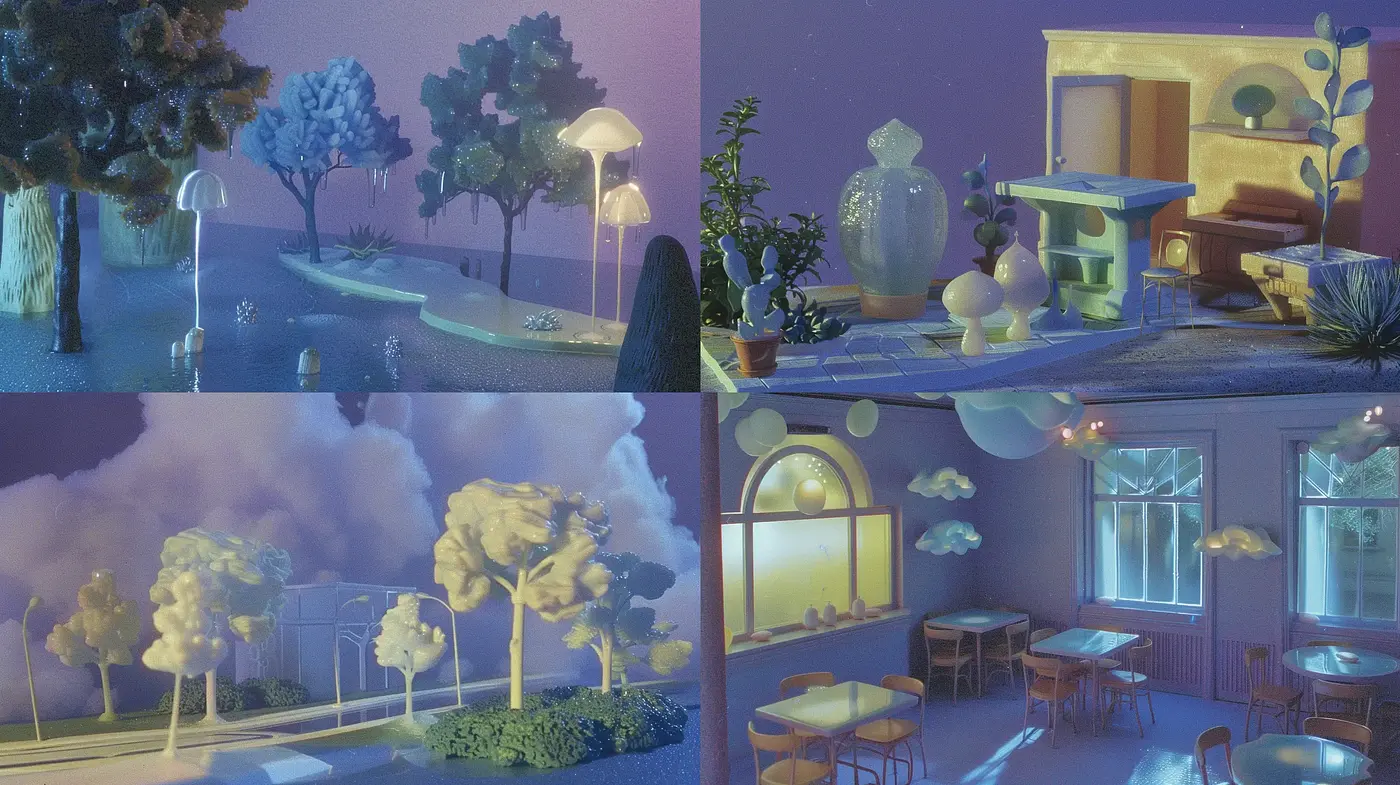 Ethereal Pastel Dreamscape with Surreal Elements - Midjourney sref style