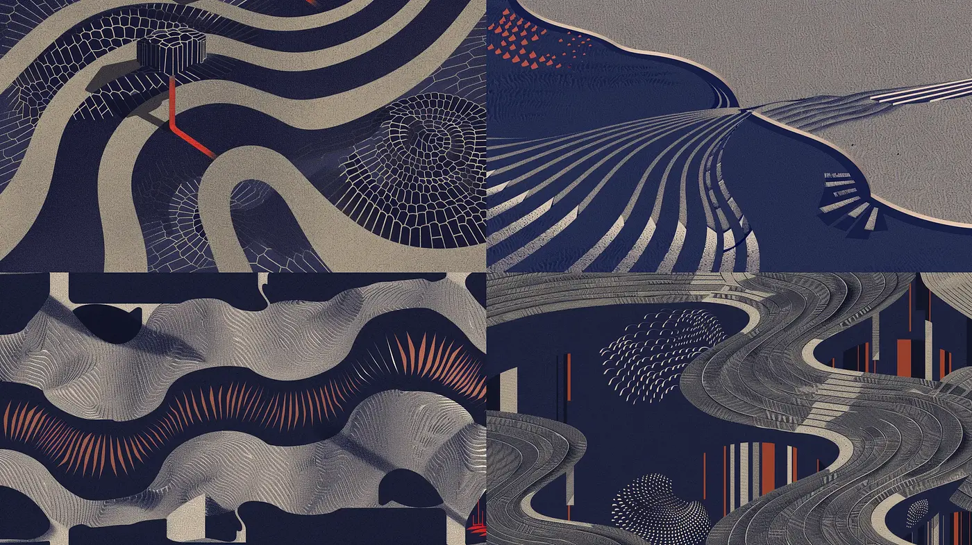 Abstract Geometric Symphonies in Monochromatic Tones - Midjourney sref style