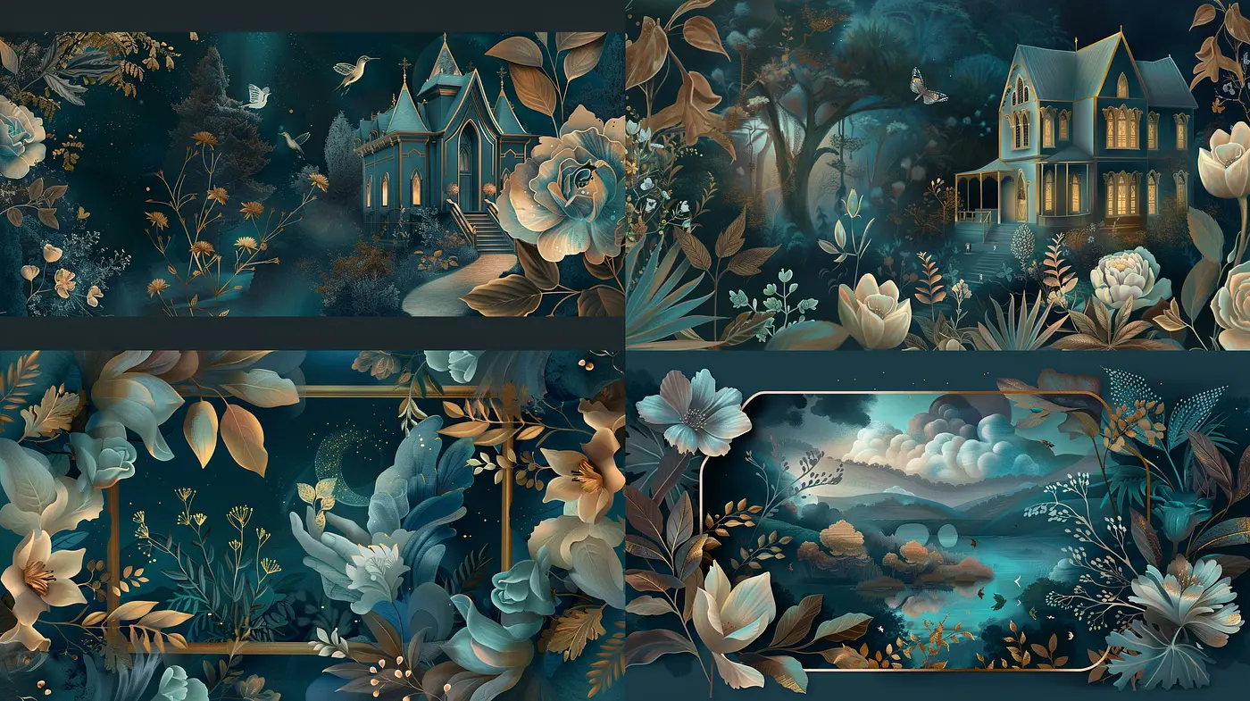 Enigmatic Nocturnal Elegance: A Harmonious Interplay of Cerulean and Umber - Midjourney sref style