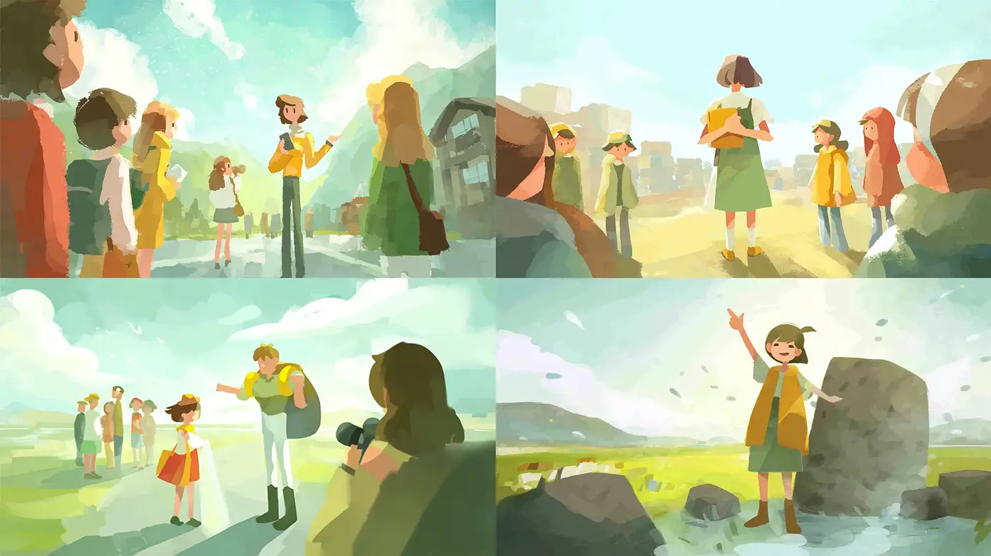 Whimsical and Lighthearted Illustrative Style with Soft Colors - Midjourney sref style