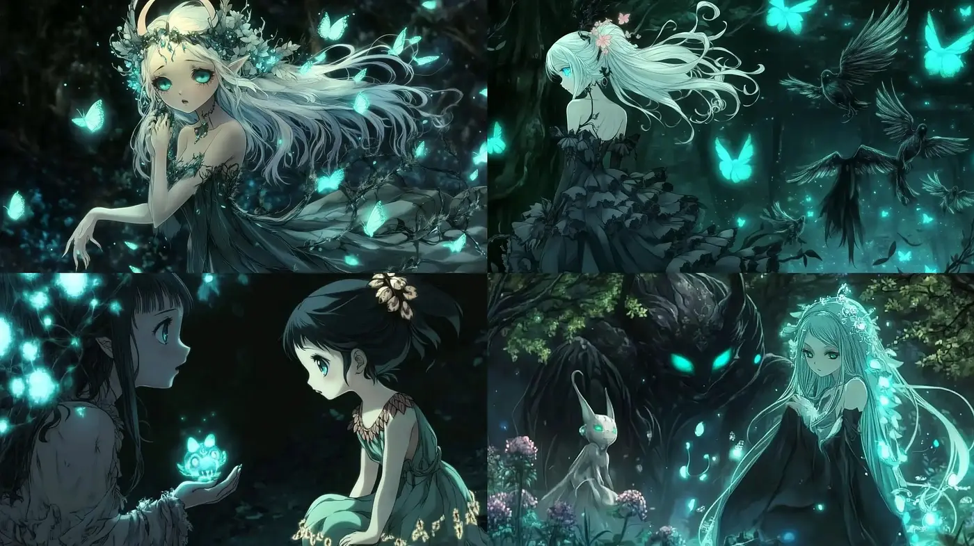 Enchanted Nocturnal Dreamscape with Ethereal Glow - Midjourney sref style