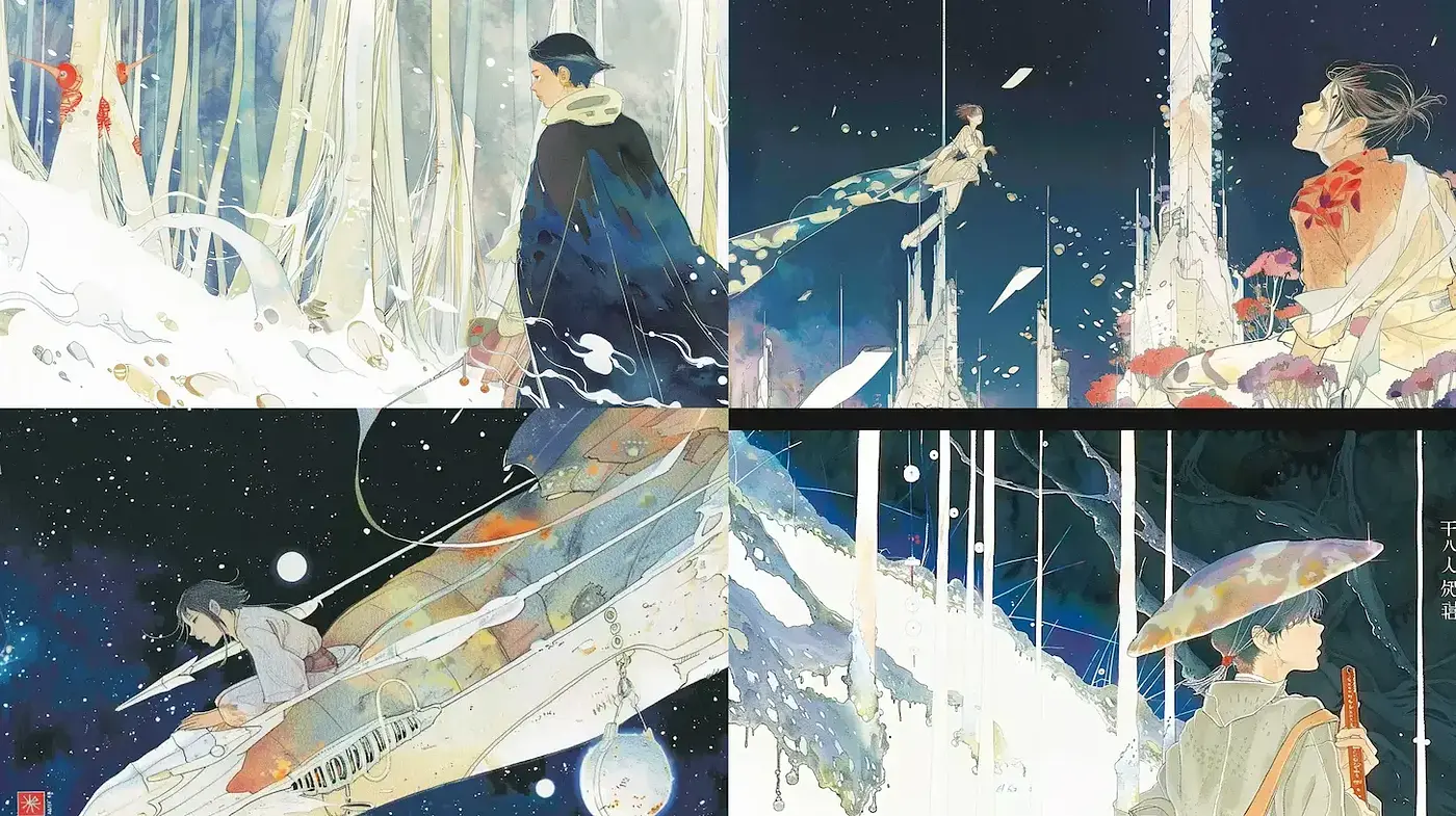 Ethereal Journey Through Enchanted Landscapes in a Watercolor Style - Midjourney sref style