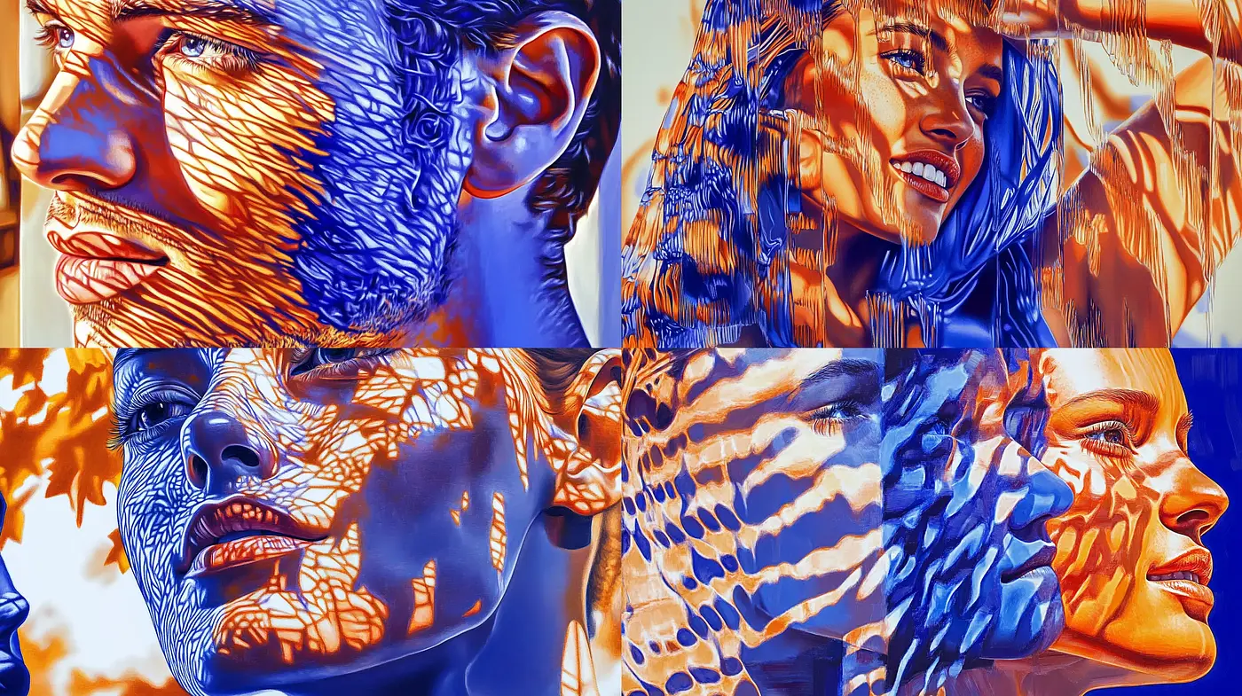 Surreal Shades of Sunset: An Expressive Exploration of Human Portraiture - Midjourney sref style