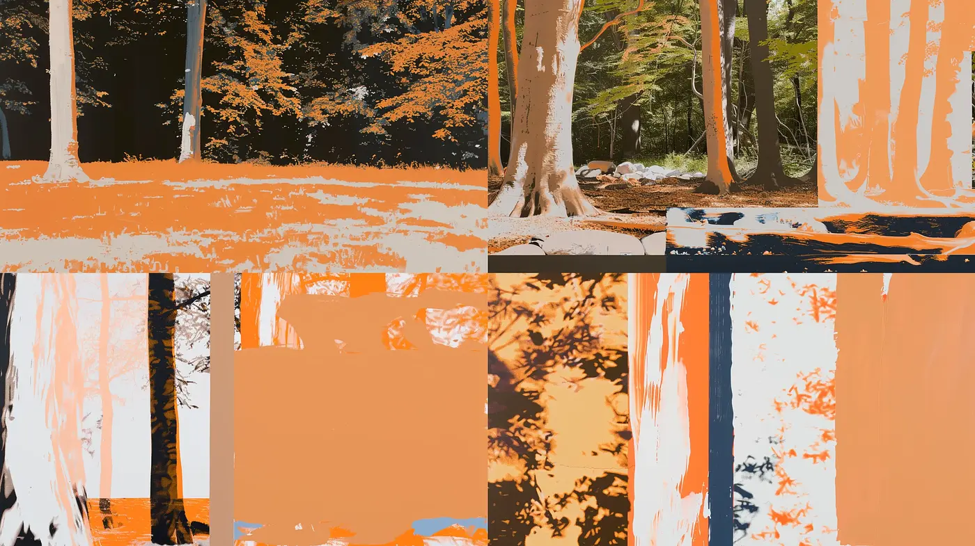 Abstract Arbor Spectrum: A Study in Contrasted Earth Tones with a Textural Digital Impression - Midjourney sref style