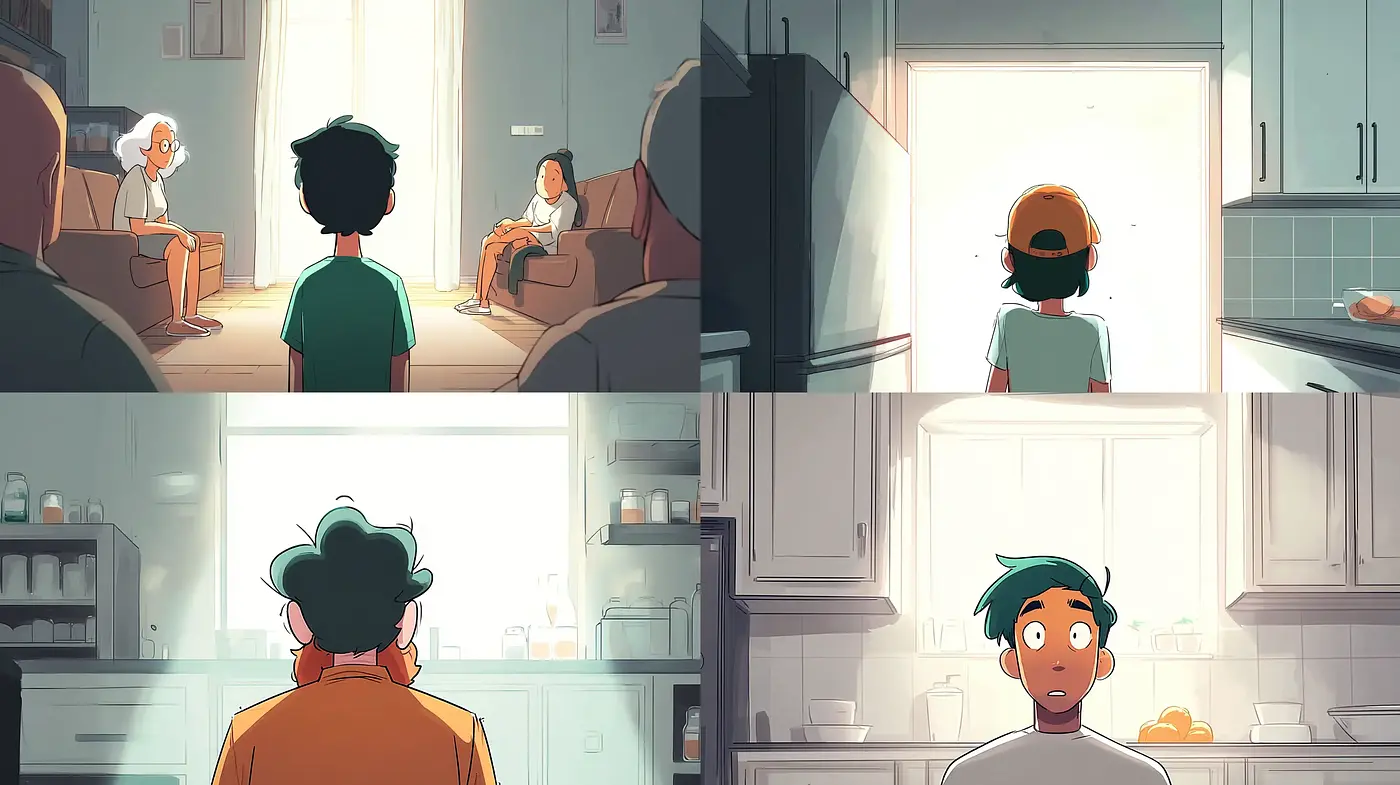 Contemporary animated style with emotional storytelling elements and soft color interactions - Midjourney sref style