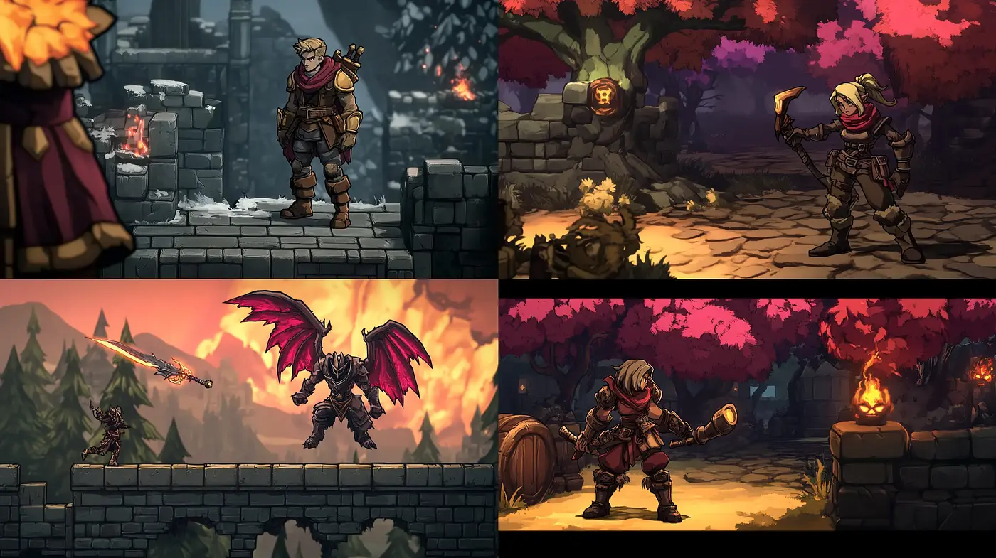 Dynamic Fantasy Videogame Concept Art - Midjourney sref style
