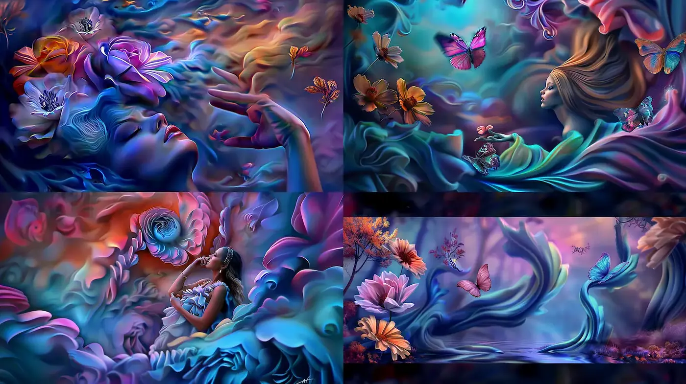 Dreamy and Ethereal Floral Interpretations with a Mystical Touch - Midjourney sref style