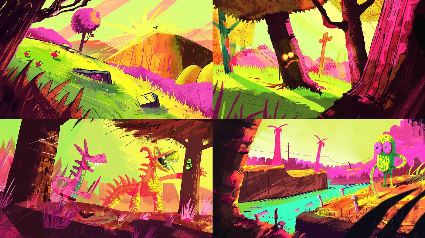 Lush Phantasmagoric Landscapes with Radiant Overtones - Midjourney sref style