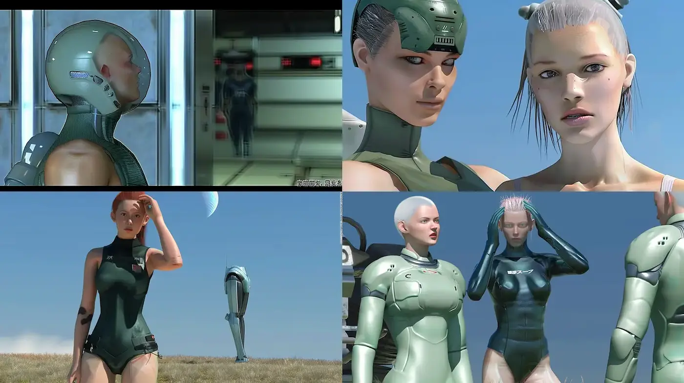 Futuristic and sleek style with a focus on human-robot interaction - Midjourney sref style