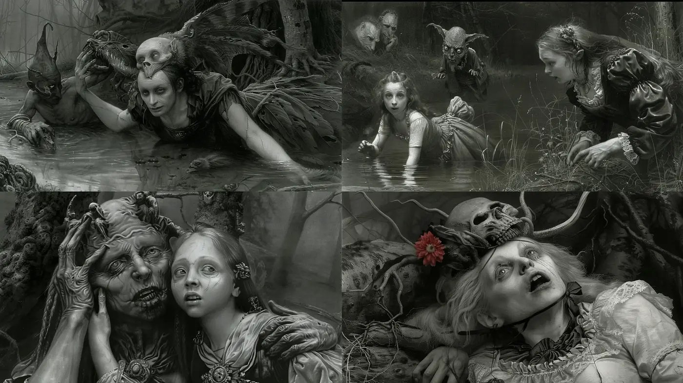 Whispers and Echoes from a Monochromatic Dreamscape - Midjourney sref style
