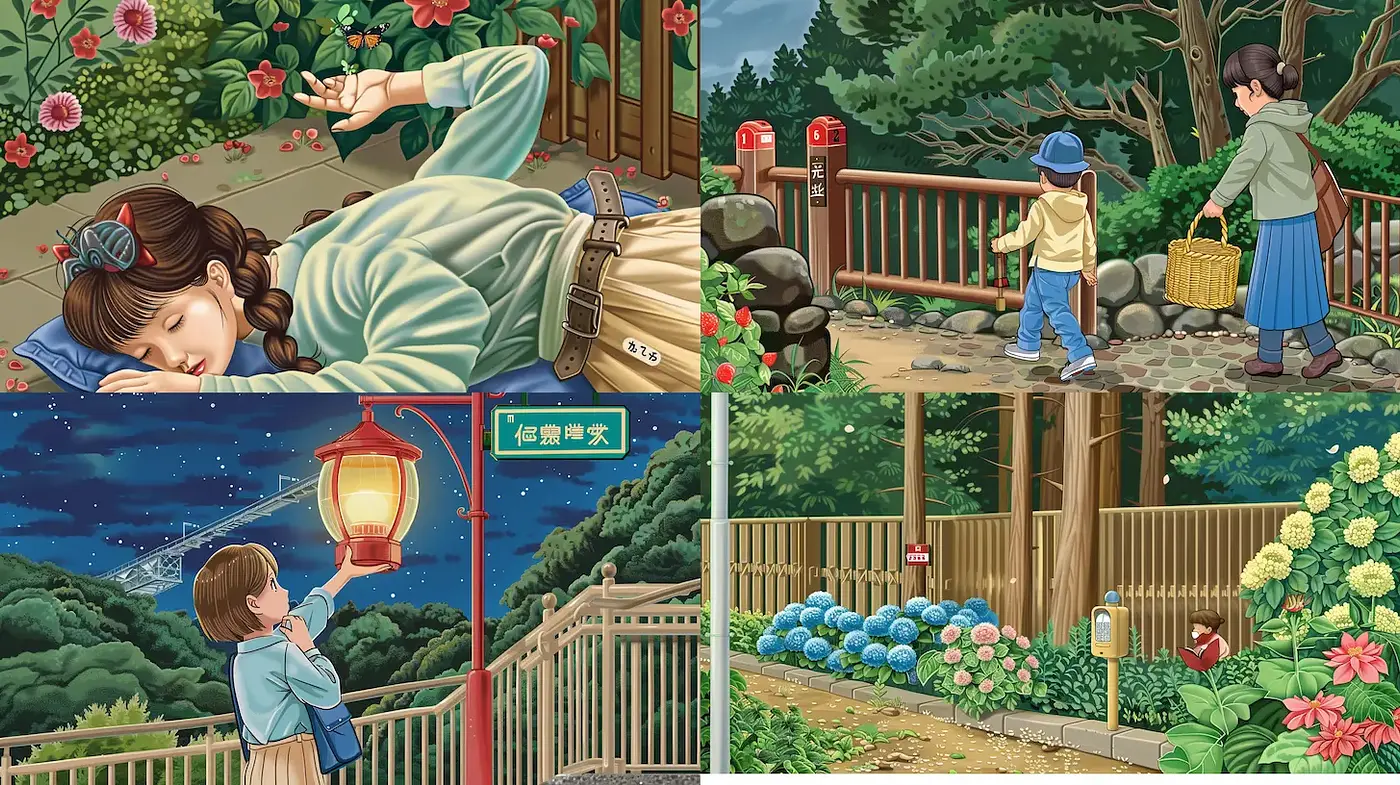 Charming Illustrative Style with a Serene and Whimsical Vibe - Midjourney sref style
