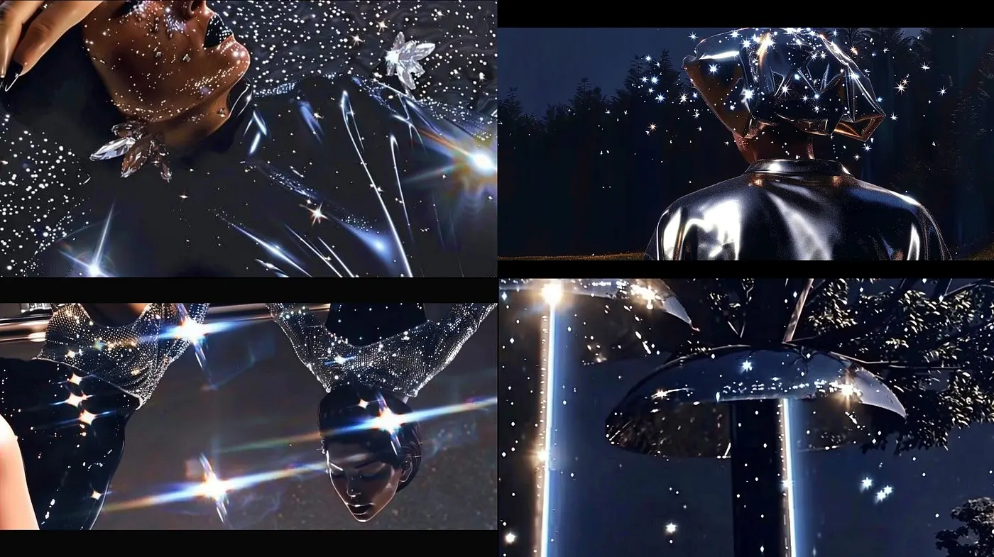 Luminous Constellation: The Dance of Glitter and Twilight Across a Surreal Dreamscape - Midjourney sref style