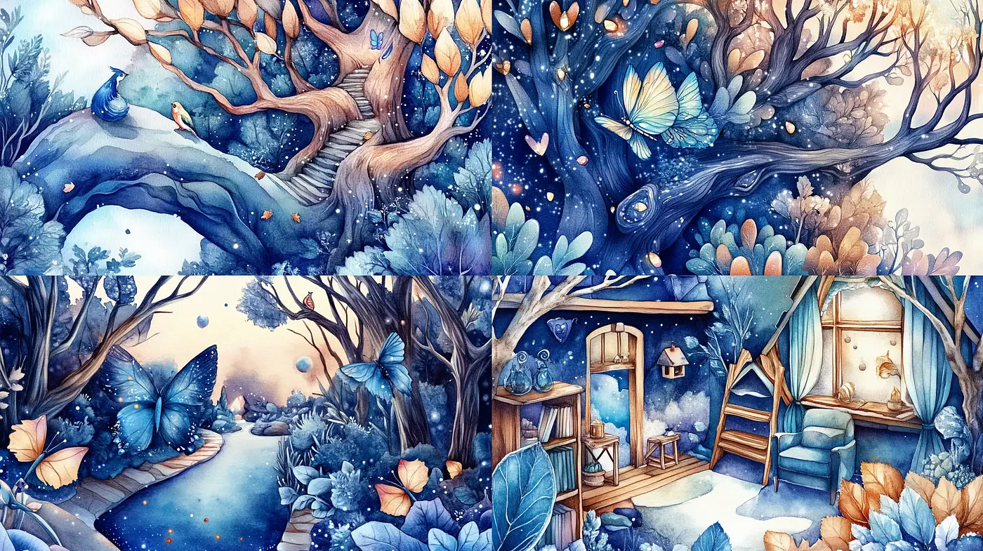 Enchanted Twilight Botanicals with Whimsical Storybook Ambience - Midjourney sref style