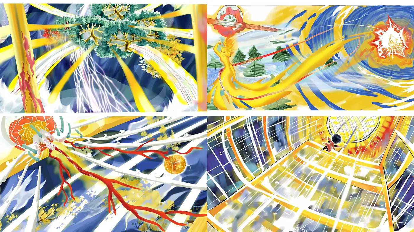 Dynamic Brushstroke Symphony in Vivid Hues - Midjourney sref style