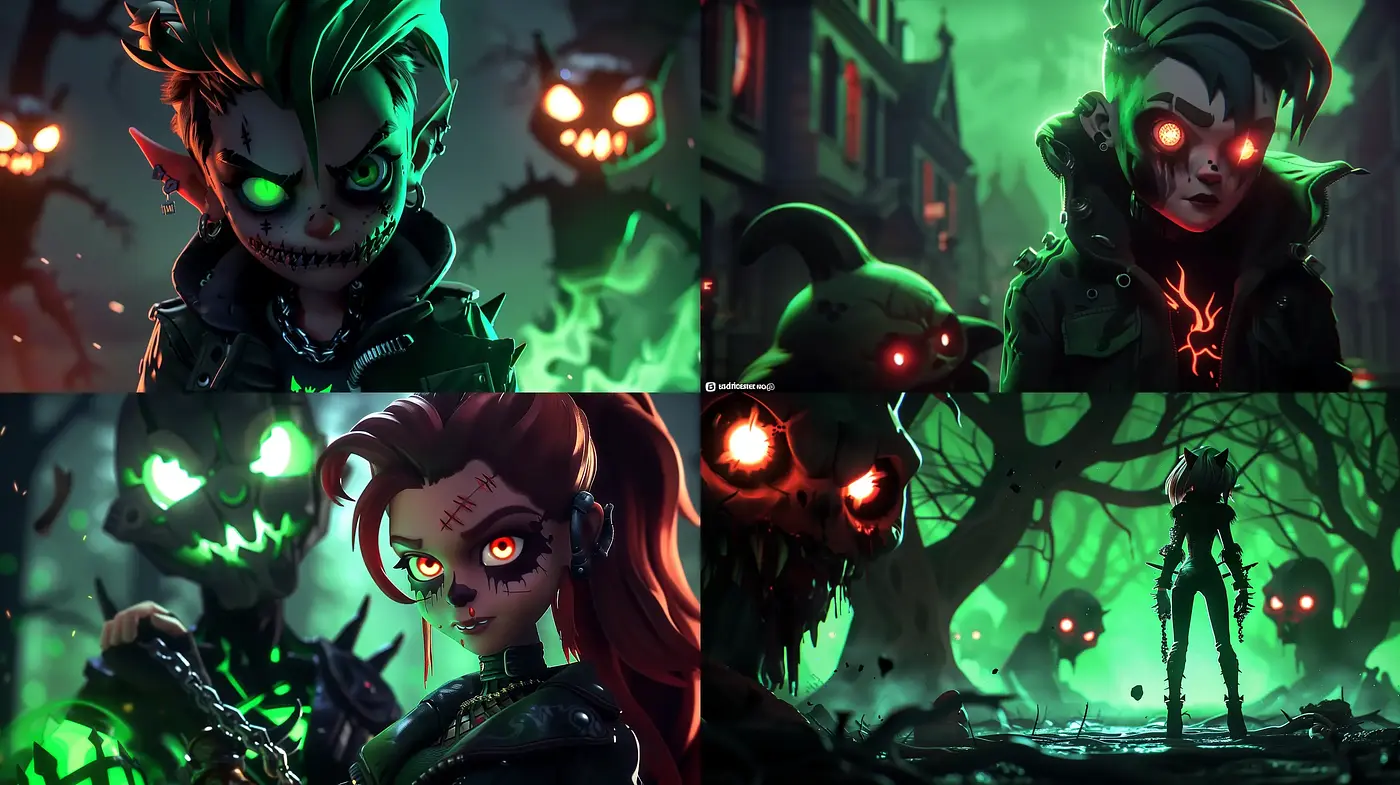 Gothic Vibrance Meets Dark Fantasy in a Comic-Inspired Digital Panorama - Midjourney sref style