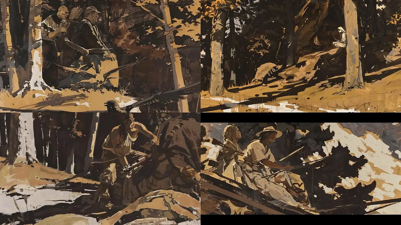 Earthy Tones and Stylized Forms: A Homage to Expressive Brushwork - Midjourney sref style
