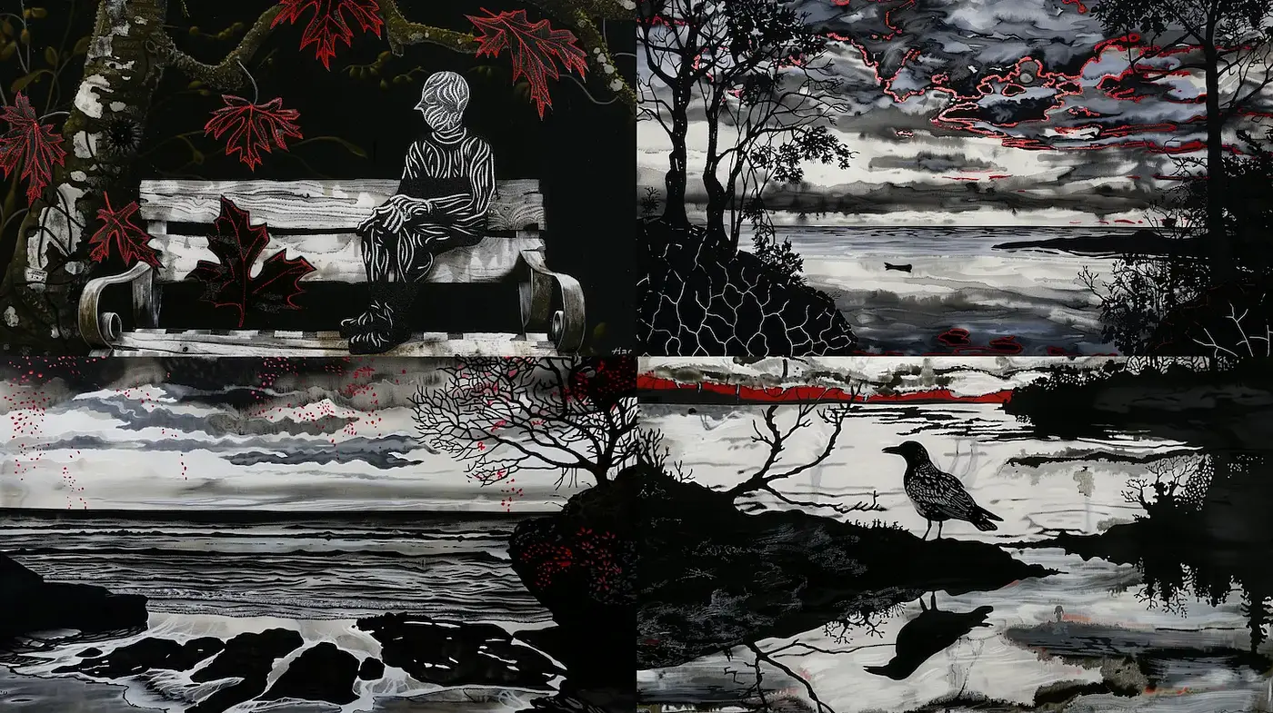 Darkly Elegant Illustrations with a Surreal Touch - Midjourney sref style