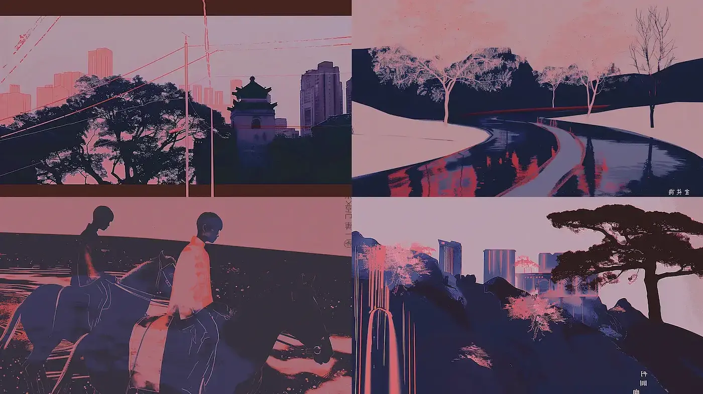 Contemporary Art with a Harmonious Blend of Nature and Urban Elements - Midjourney sref style