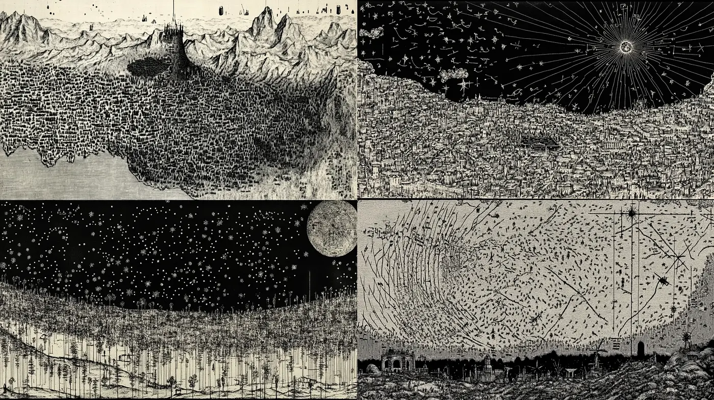 Starry Night Reverie: Homage to Van Gogh's Brushwork and Twinkling Ethereal Moods - Midjourney sref style