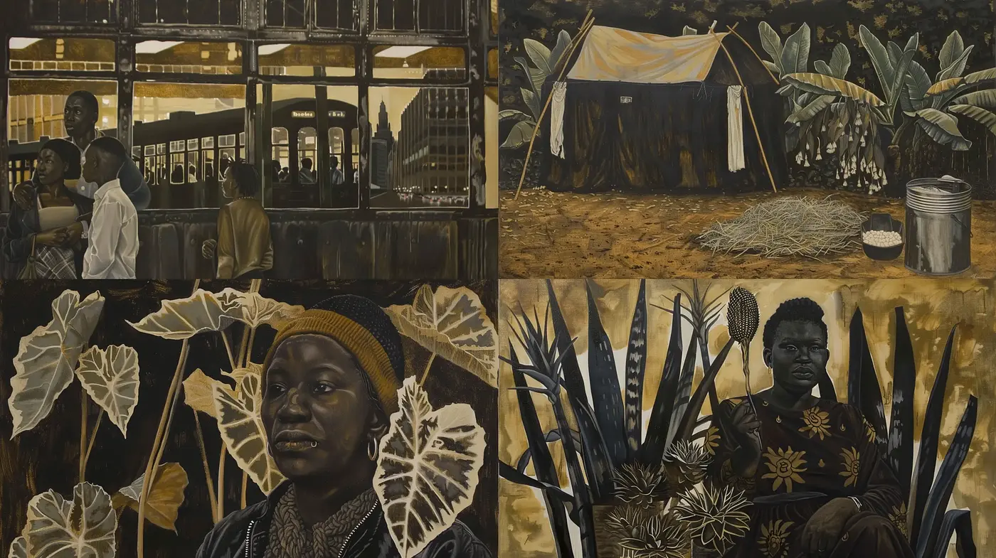 Monochrome Botanicals and Human Portraits in a Contemplative Sepia Tone - Midjourney sref style