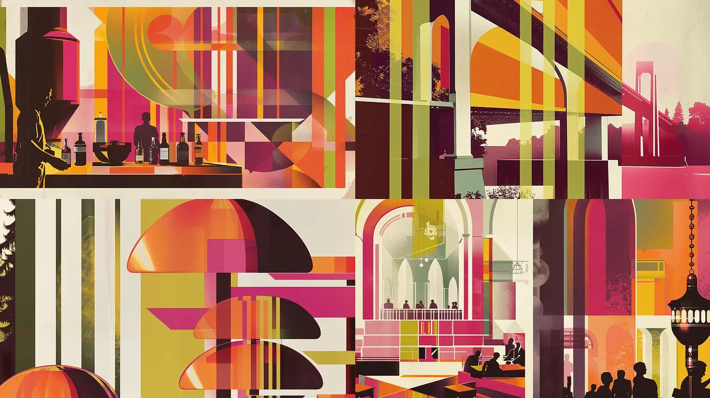 Abstract Geometric Harmony with a Retro-Futuristic Aesthetic - Midjourney sref style