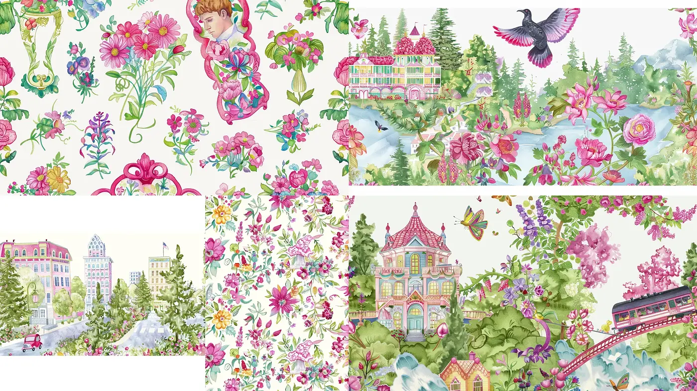 Whimsical Watercolor Dreamscape Collection - Midjourney sref style
