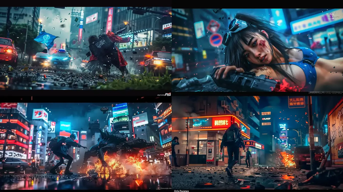 Neon-Noir Cybernetic Dreamscape - Midjourney sref style