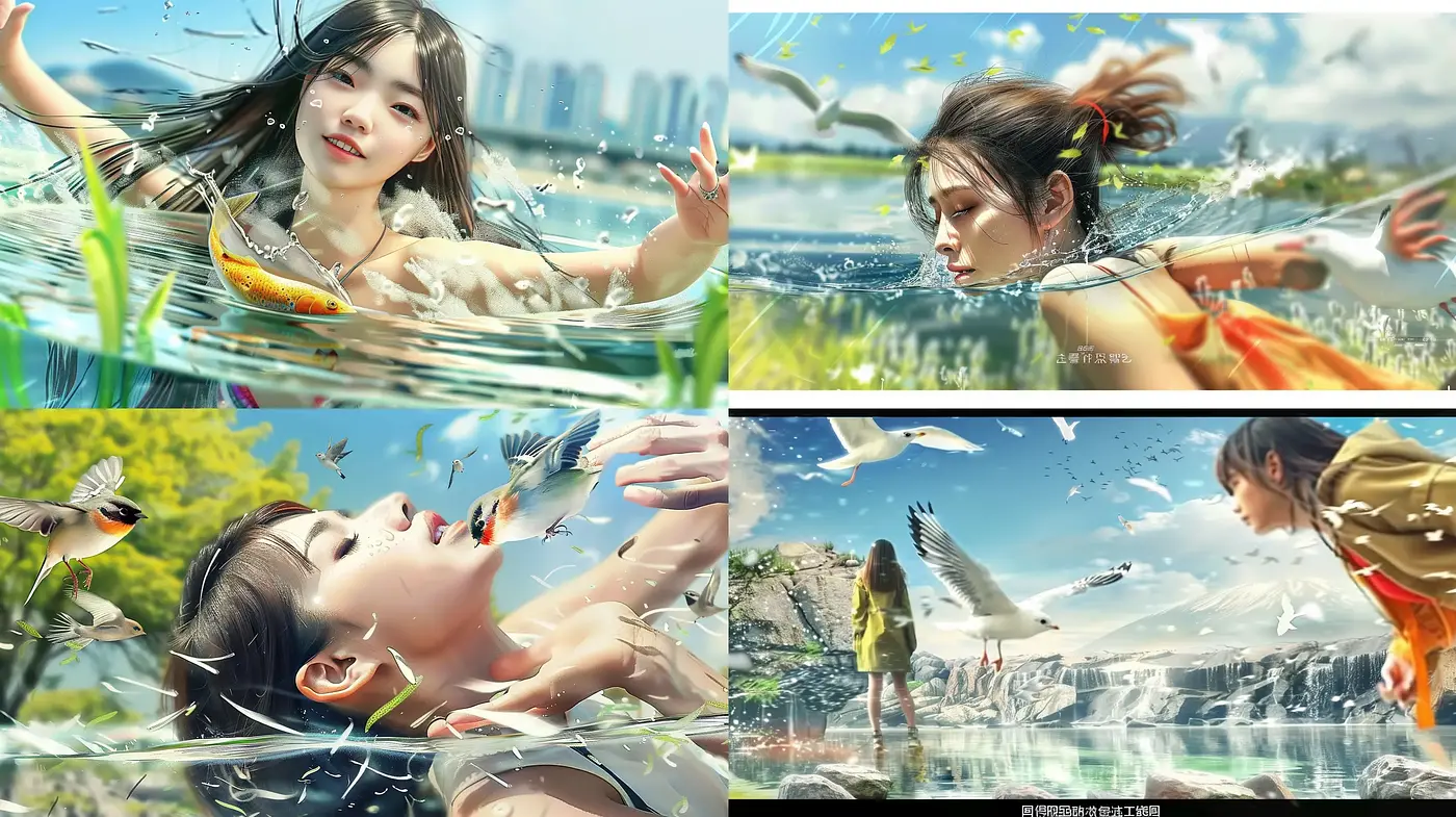 Aquatic Serenity: Dynamic Hyperrealism with an Emotive Ambiance - Midjourney sref style