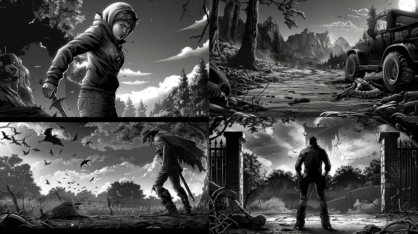 Monochrome Dreamscape: A Timeless Fusion of Noir Etching and Surrealism - Midjourney sref style