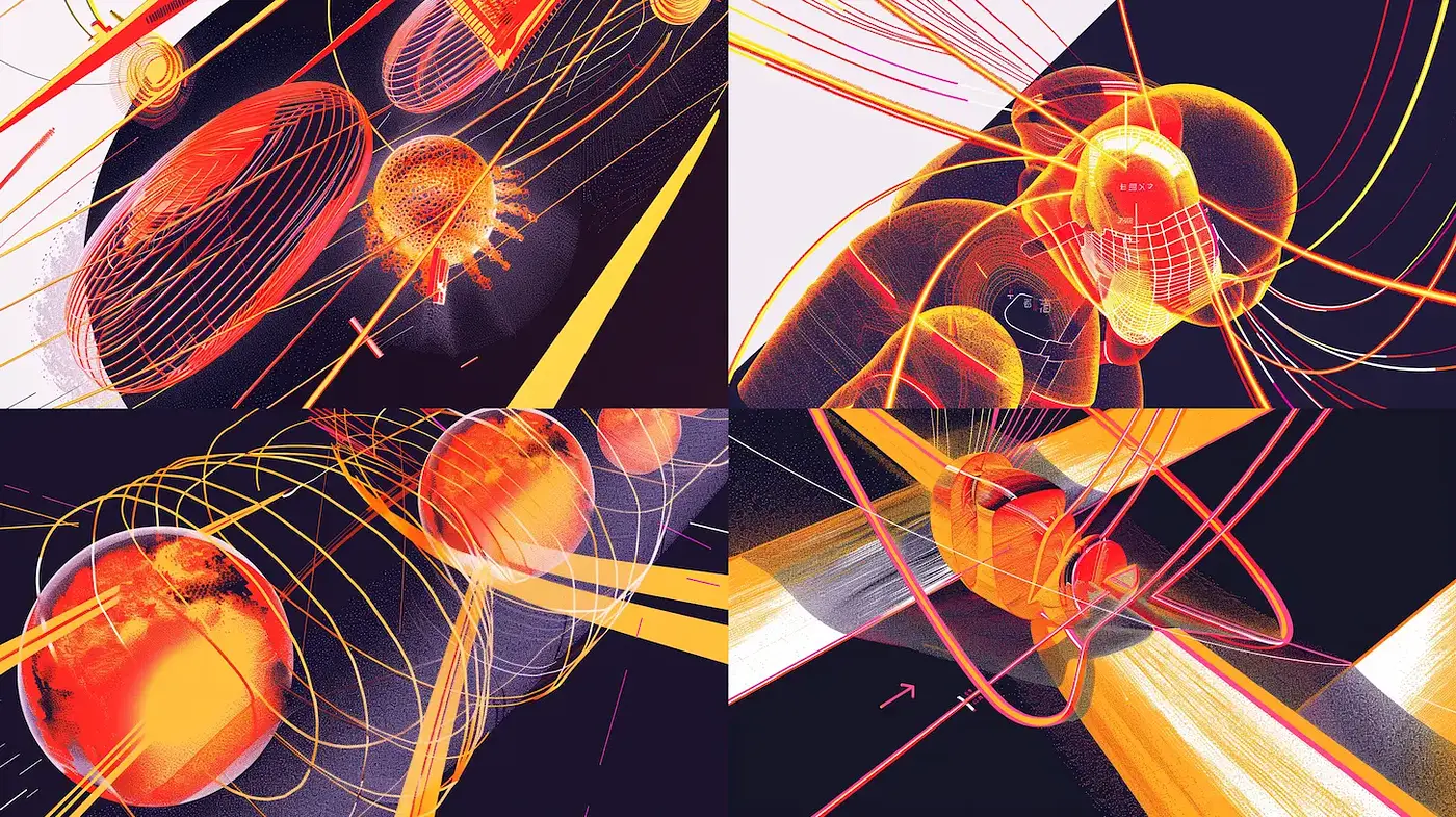 Dynamic Abstract Composition with Vivid Lines and Shapes - Midjourney sref style