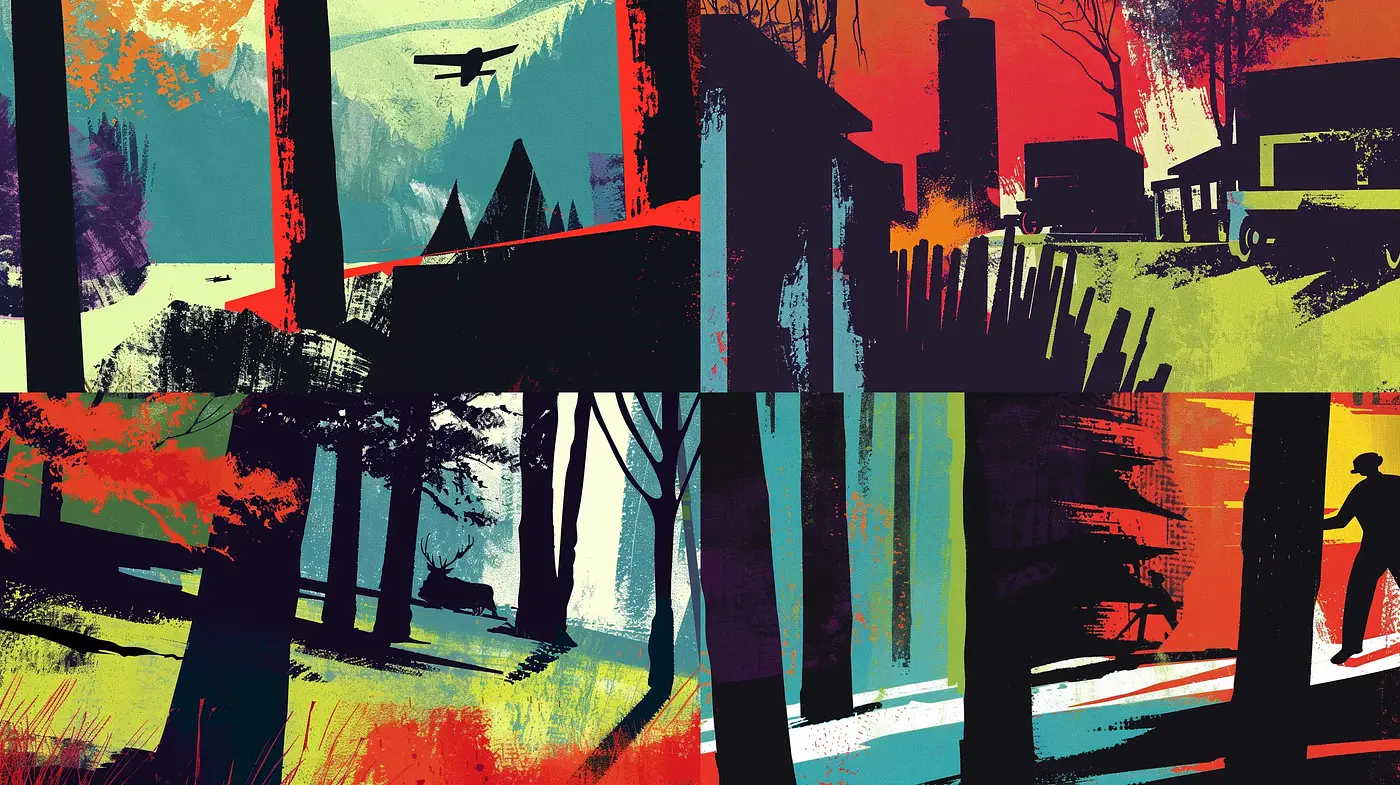 Abstract Expressive Brushwork in Nature and Urban Scenes - Midjourney sref style