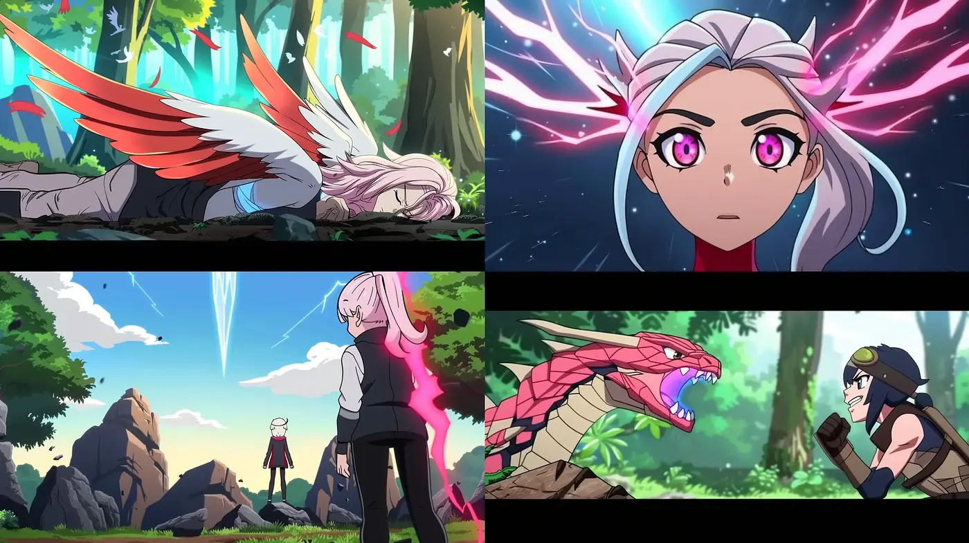 Vibrant Anime Essence with Dynamic Composition - Midjourney sref style