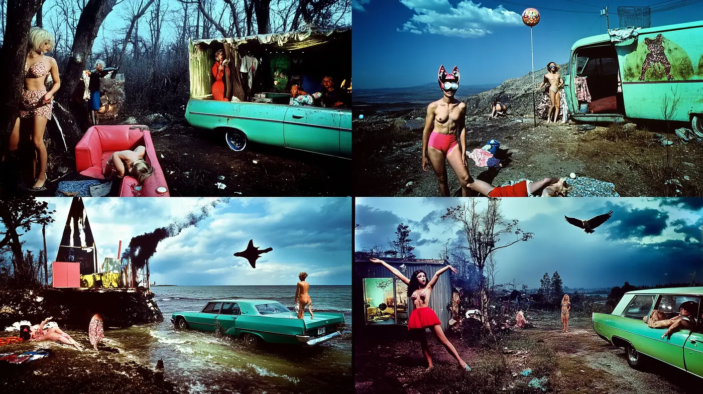 Eccentric Melancholy: A Vivid Homage to Distorted Americana - Midjourney sref style
