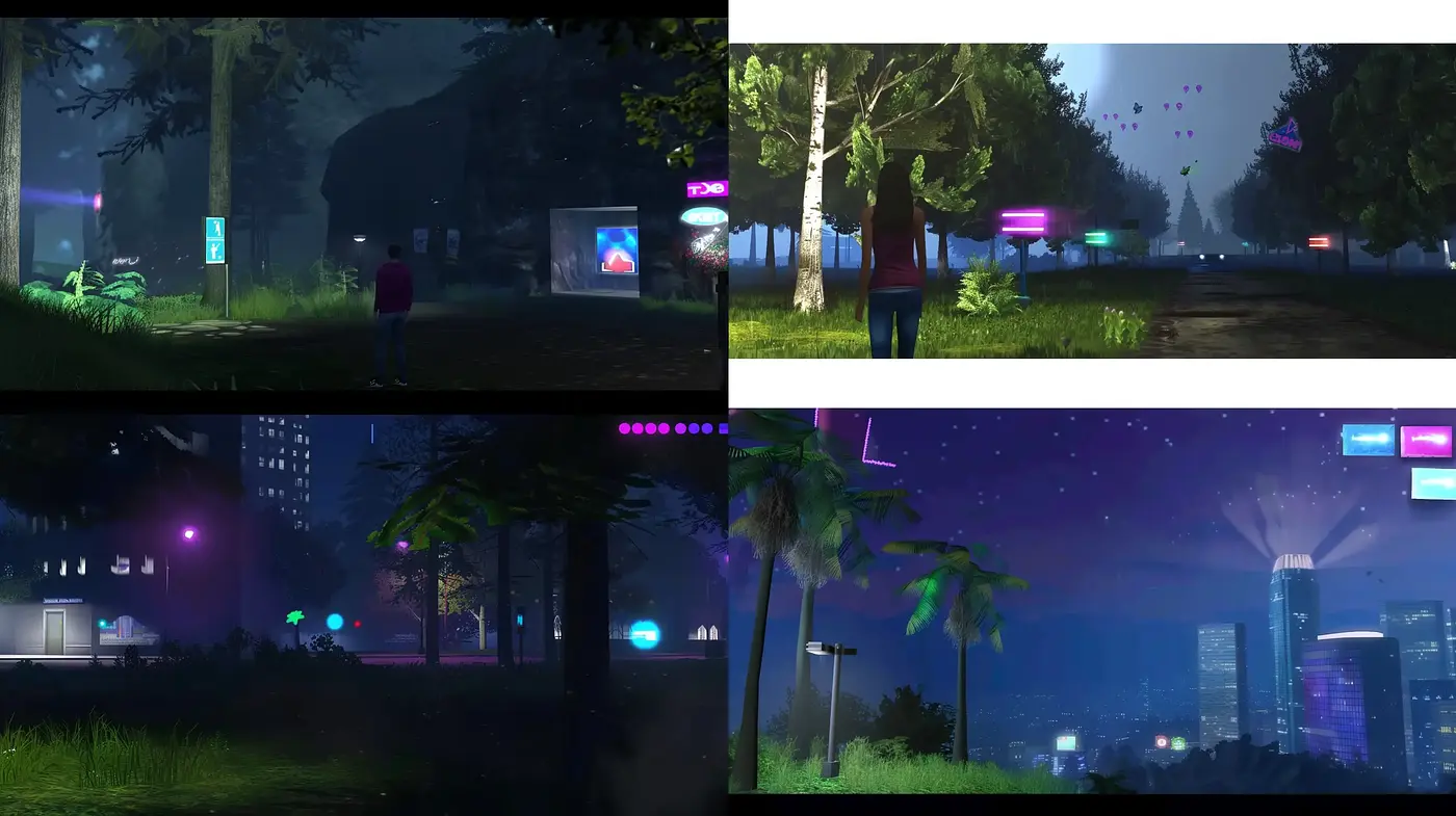 Twilight Hues and Neon Reveries in Surreal Urban Landscapes - Midjourney sref style