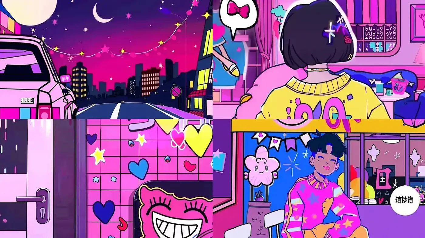 Vibrant and playful digital illustrations with a youthful atmosphere - Midjourney sref style