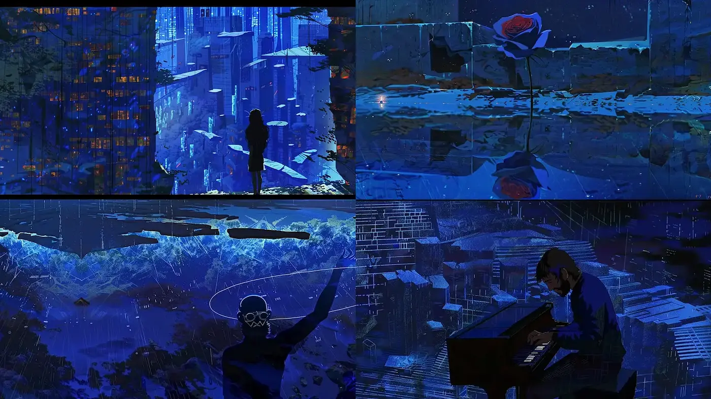 Evocative Urban Dreamscapes with a Melancholic Aesthetic - Midjourney sref style