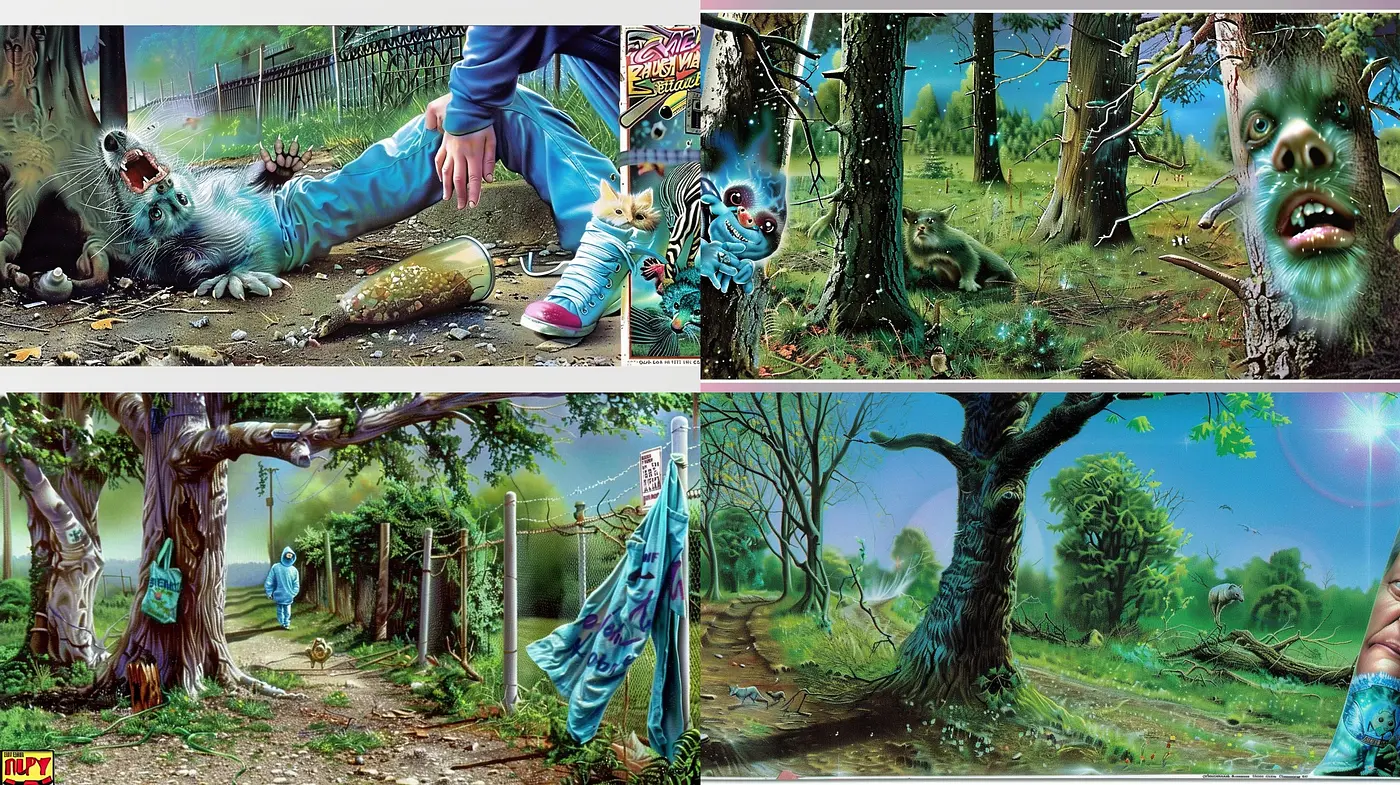 Surreal Dreamscape Fusion with Vibrant Ethereal Overtones - Midjourney sref style
