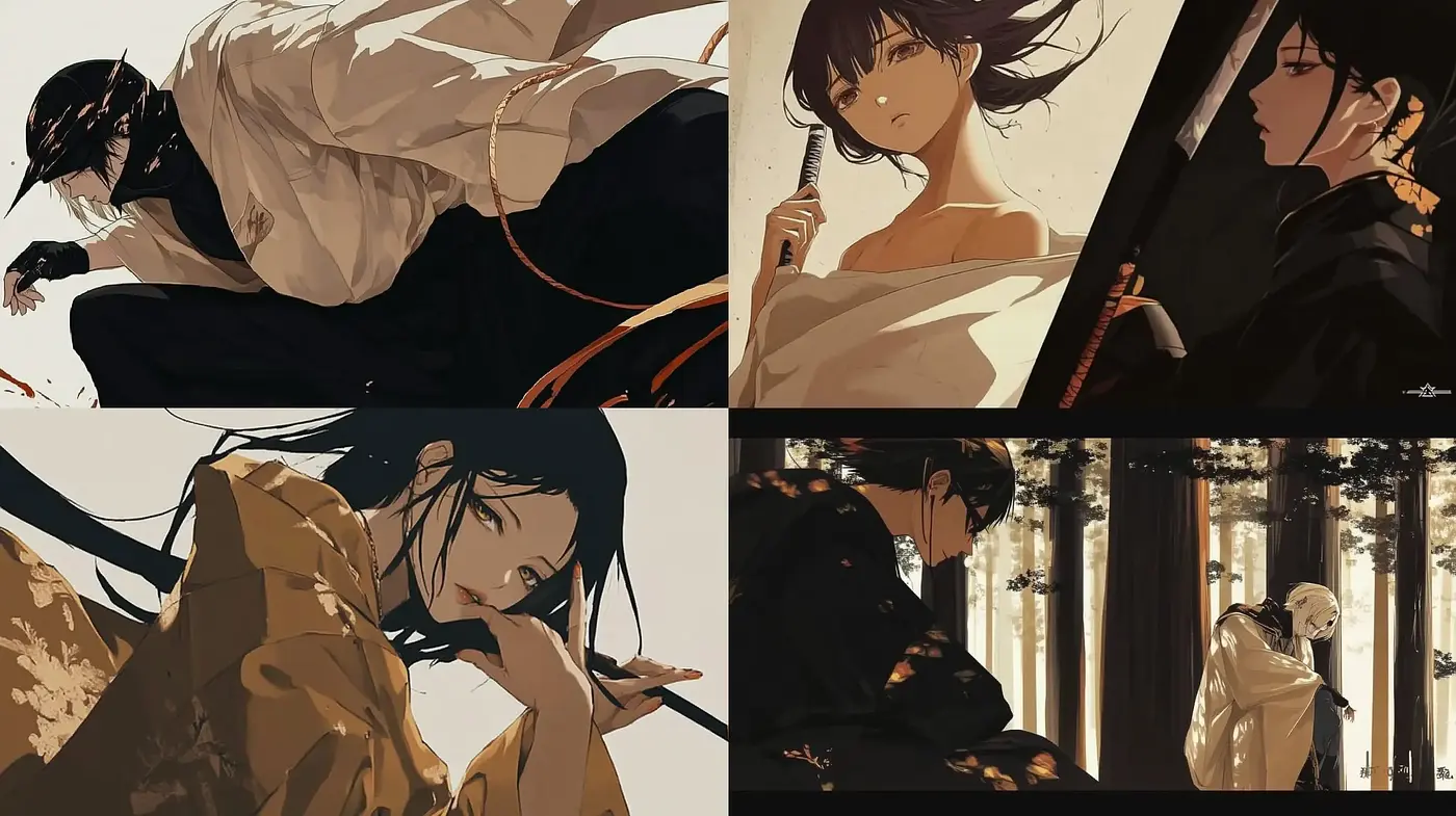 Elegantly Composed Anime-Inspired Visuals with a Warm and Earthy Color Resonance - Midjourney sref style
