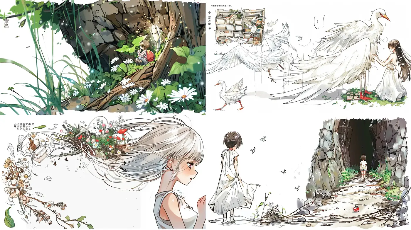 Ethereal Whispers of Nature: An Anime-Inspired Fusion of Delicacy and Wilderness - Midjourney sref style