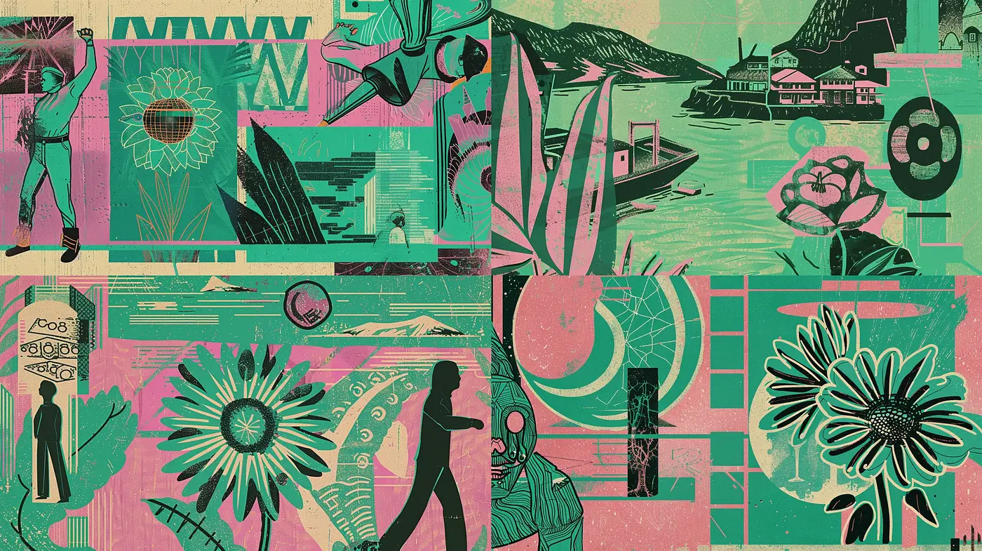 Retro-Futuristic Collage with Abstract Geometric Forms - Midjourney sref style