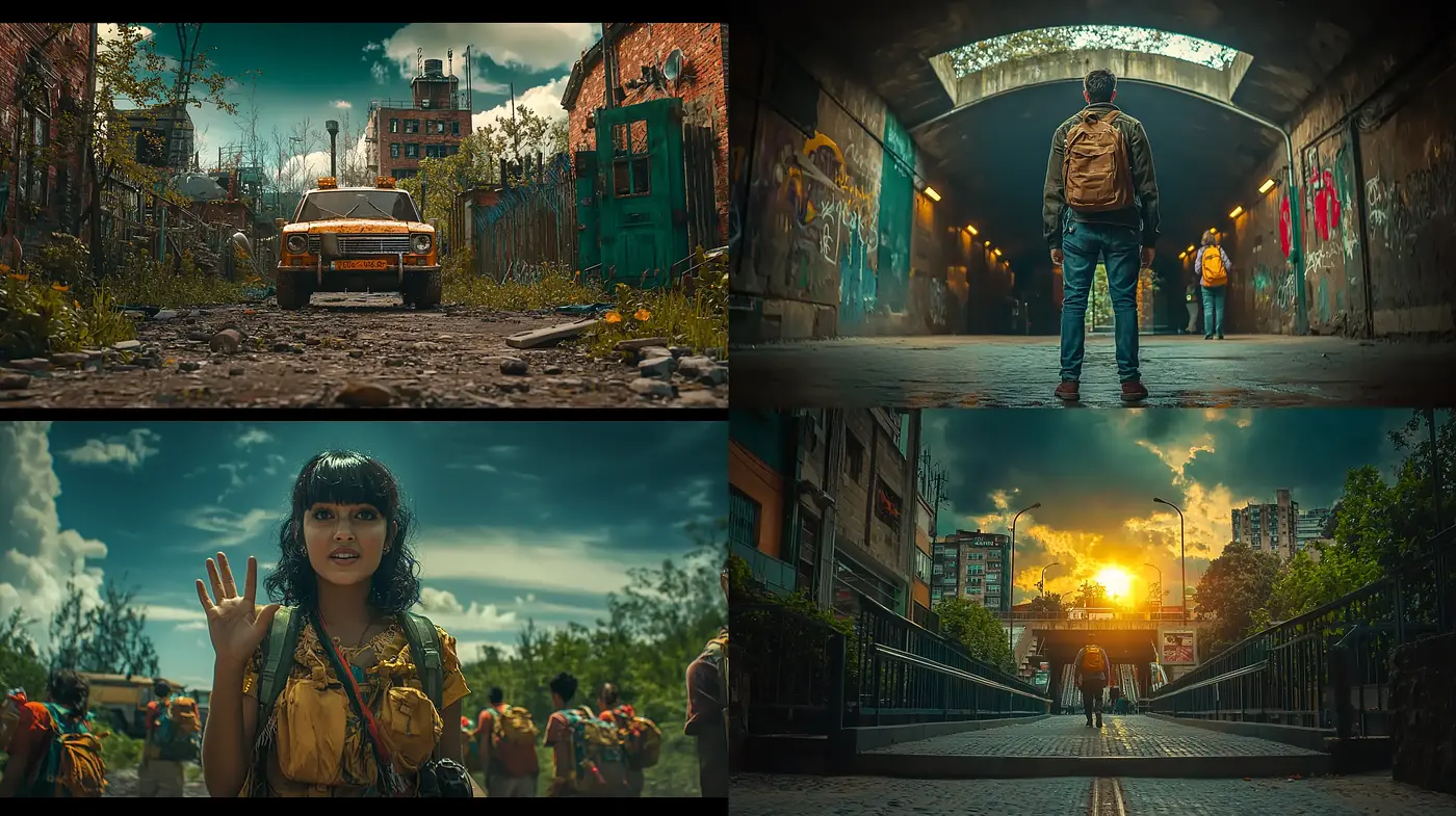 Post-Apocalyptic Urban Renaissance with a Vivid Cinematic Essence - Midjourney sref style