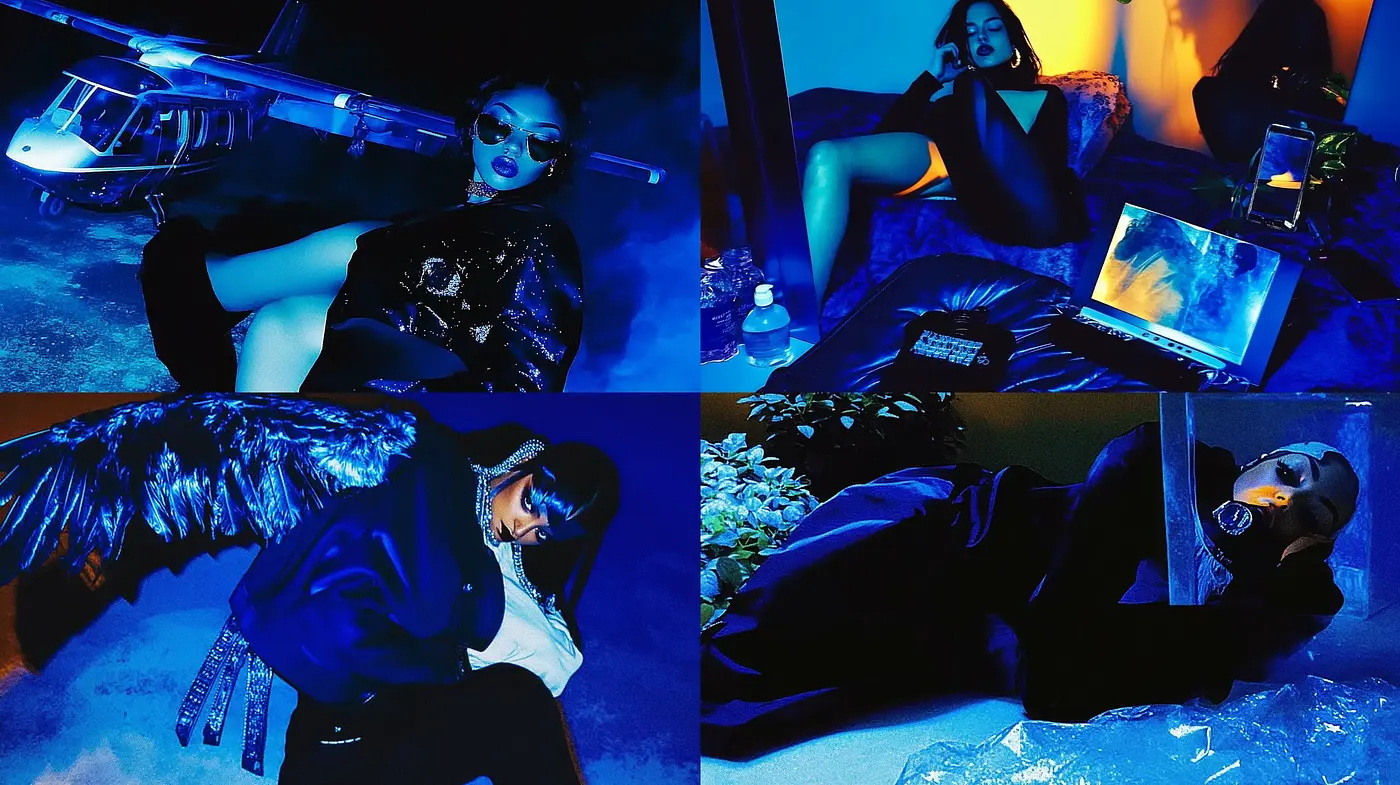 Nocturnal Elegance in Sapphire Hues - A Contemporary Photography Study - Midjourney sref style