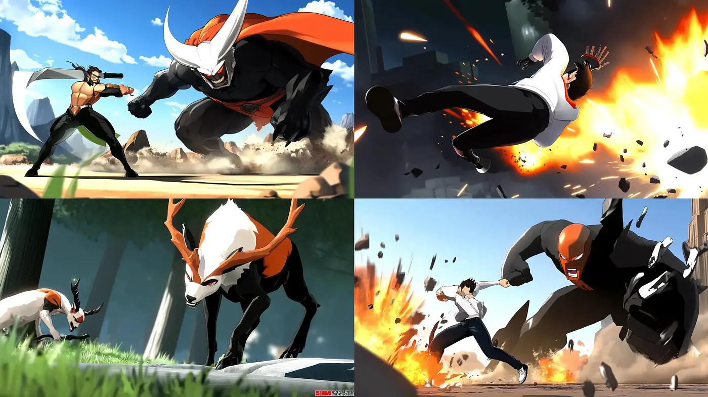 Dynamic Anime-Inspired Action Sequence - Midjourney sref style