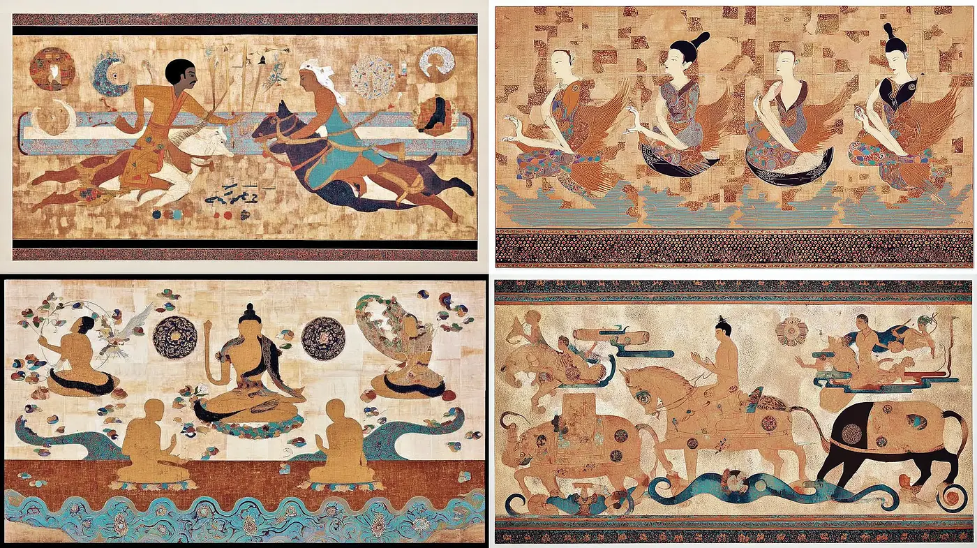 Vibrantly Detailed Traditional Eastern Art with Rich Textural Quality - Midjourney sref style