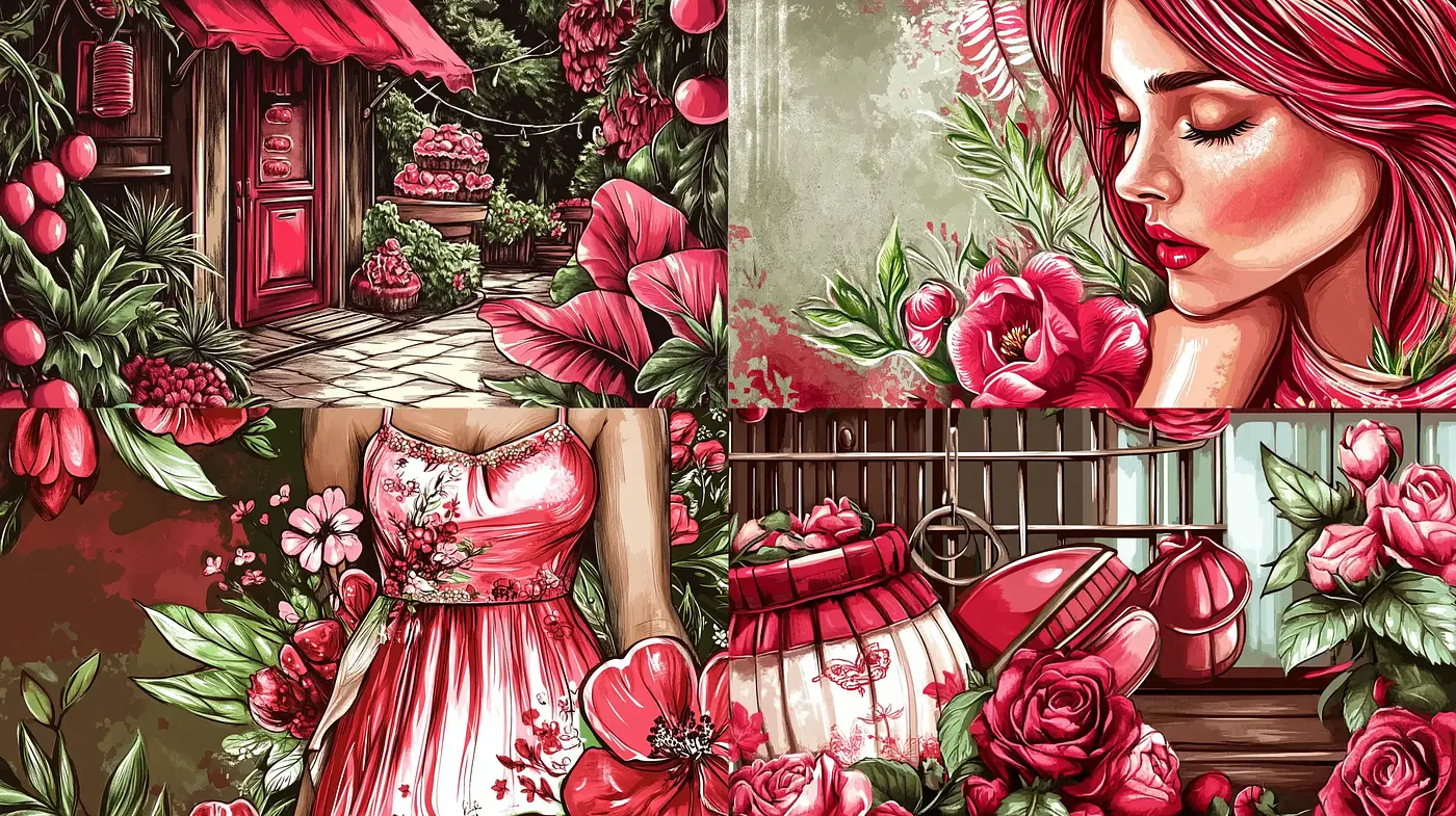 Lush Romanticism in Rose-Tinted Dreamscapes - Midjourney sref style