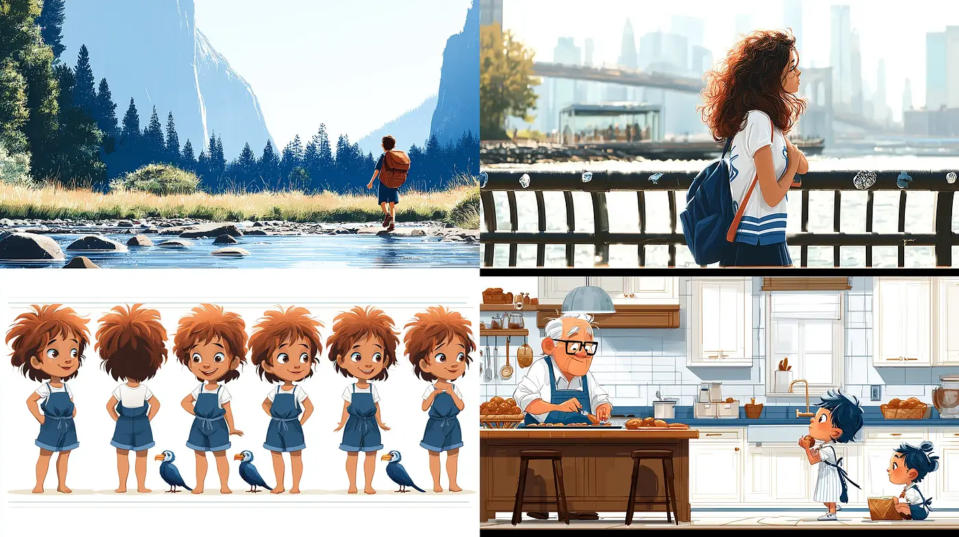 Charming and Playful Illustrations with Lively Characters and Scenic Backgrounds - Midjourney sref style